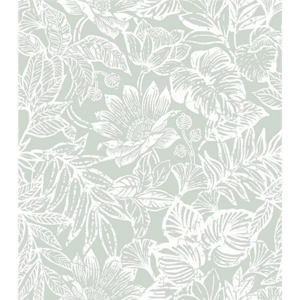 Tropical Leaf Peel Stick Wallpaper Green White Floral Removable Wall Decor